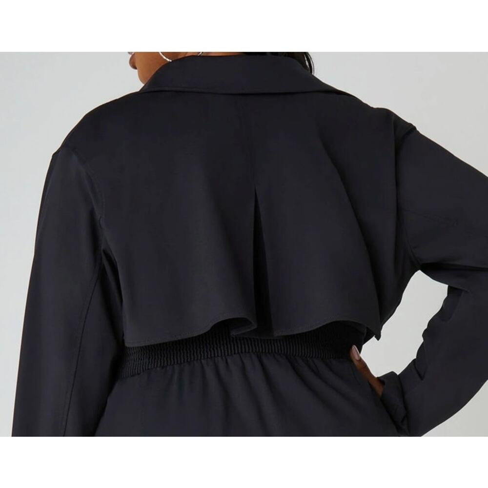 PLUS Size 22/24 3X | Women’s Black Stretch Twill Belted Trench Coat | NWT - Picture 5 of 6